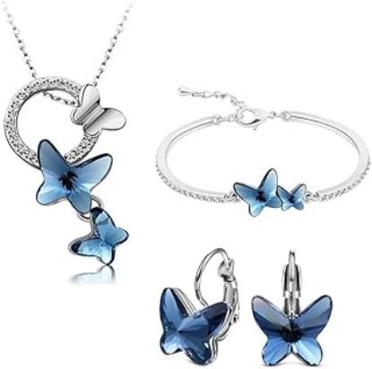Picture of Shining Diva Fashion Italian Designer Platinum Plated Crystal Butterfly Earrings