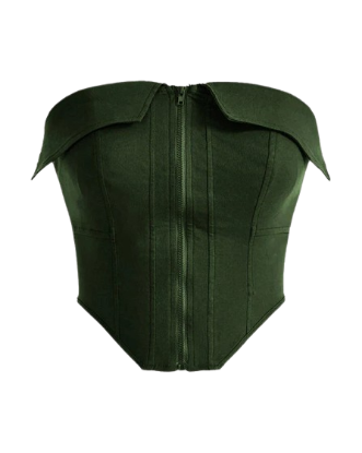 Picture of Textured Zip Front Corset Top