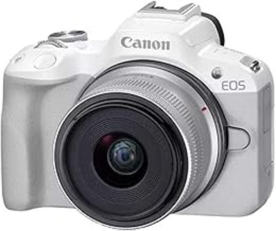 Picture of Canon EOS R50 Mirrorless Camera with RF-S18-45mm f/4.5-6.3 is STM Lens (24.2 MP) for Video Vlogging - White