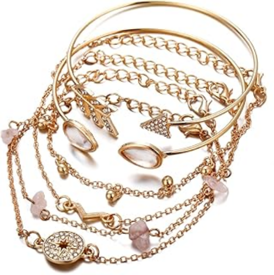 Picture of Stylish Multilayer Gold Plated Bangle Bracelet