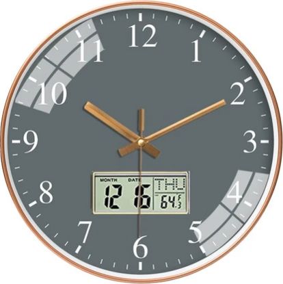 Picture of Star Work Analog-Digital 67 cm X 32.5 cm Wall Clock  (Grey, With Glass, Standard)