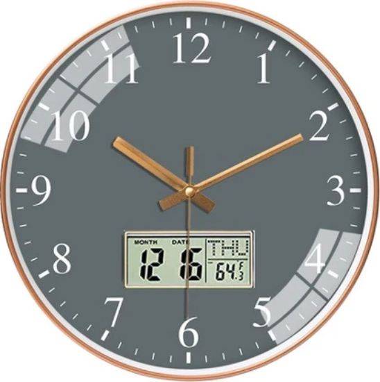 Picture of Star Work Analog-Digital 67 cm X 32.5 cm Wall Clock  (Grey, With Glass, Standard)