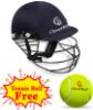 Picture of CLOVERBYTE Cricket Full Size Navy Blue Practice Helmet for Men & Boys With Free Tennis Ball Cricket Helmet  (Blue, Yellow)