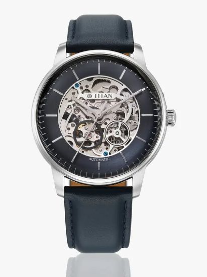 Picture of Titan Automatic Midnight Blue Dial Blue Leather Strap Analog Watch - For Men 90195SL01