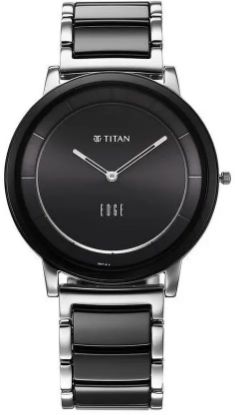 Picture of Titan Edge Black Dial Silver Steel & Black Ceramic Strap Analog Watch - For Men 3317QM01,NT1878KD01,1878KD01