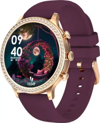 Picture of AMOLED Display Music & Fitness BT Calling Luxury Design girls Smartwatch  (Maroon Strap, Regular Size)