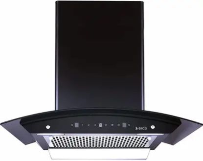 Picture of Elica WDFL 606 HAC LTW MS NERO Auto Clean Curved Glass 60 cm| 15 Years Motor Warranty|Heat Autoclean| Gesture Control| Filterless|Powerful Suction | Low Noise Wall Mounted Black 1350 CMH Chimney