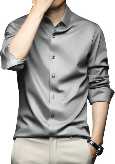 Picture of Men Regular Fit Solid Button Down Collar Formal Shirt